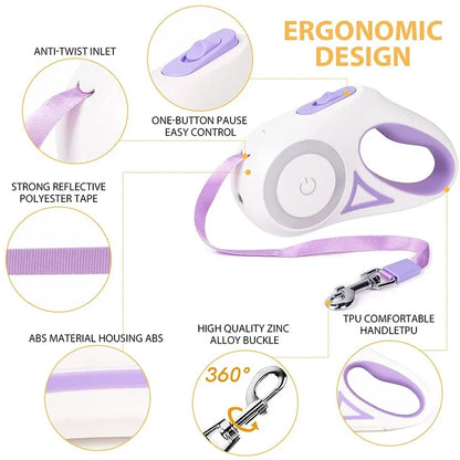 LED Retractable Dog Leash